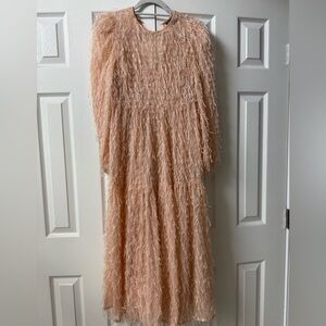 Tiered Pink fluffy Textured Midi Dress - ASOS Design - size 4